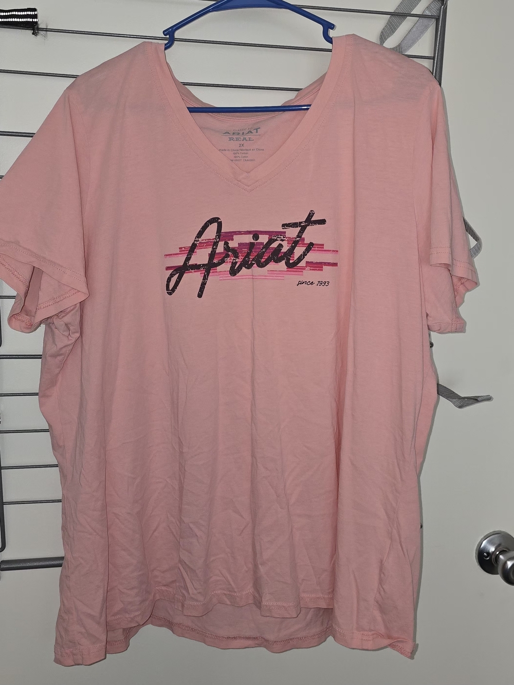 Ariat Pink V-Neck Logo Tee